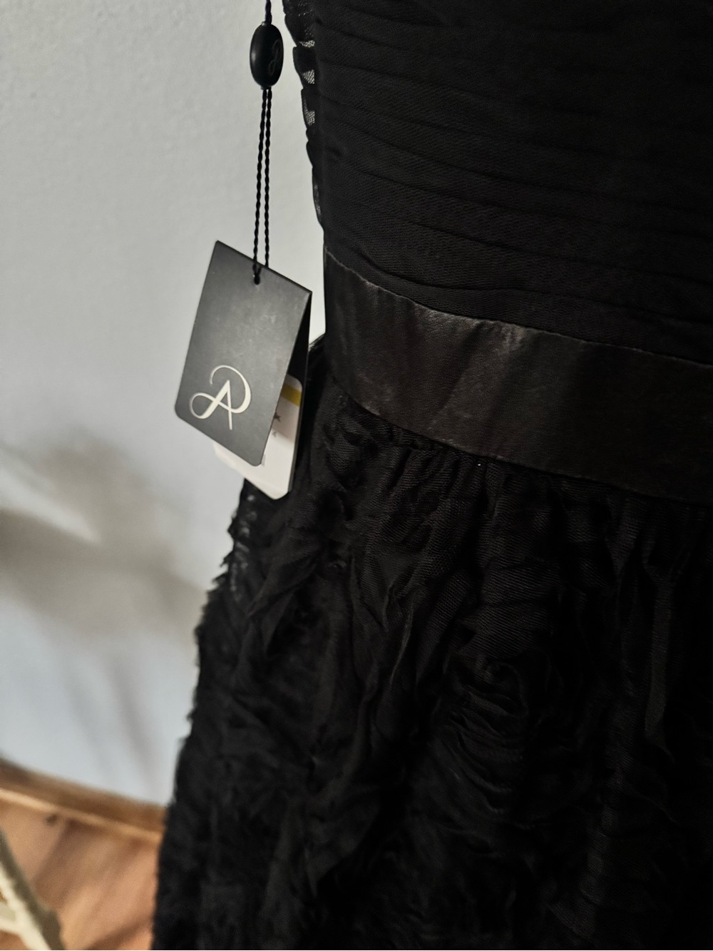 Adrianna Papell strapless tulle gown maxi dress black 14 NWT - Picture 11 of 14